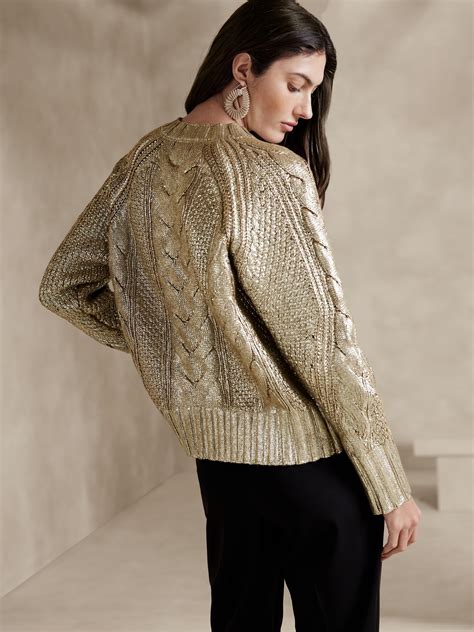 metallic cooling fabric sweater|Women's Polyester Metallic Sweaters.